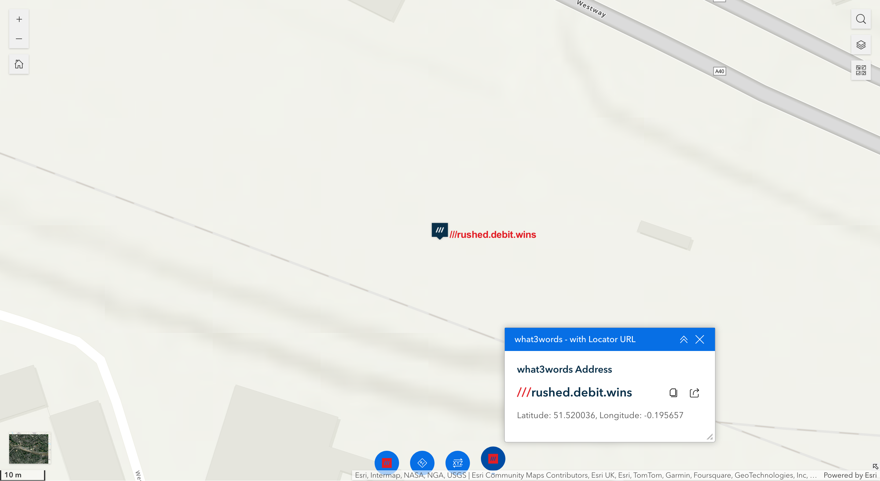 Final ArcGIS Experience Builder - what3words widget