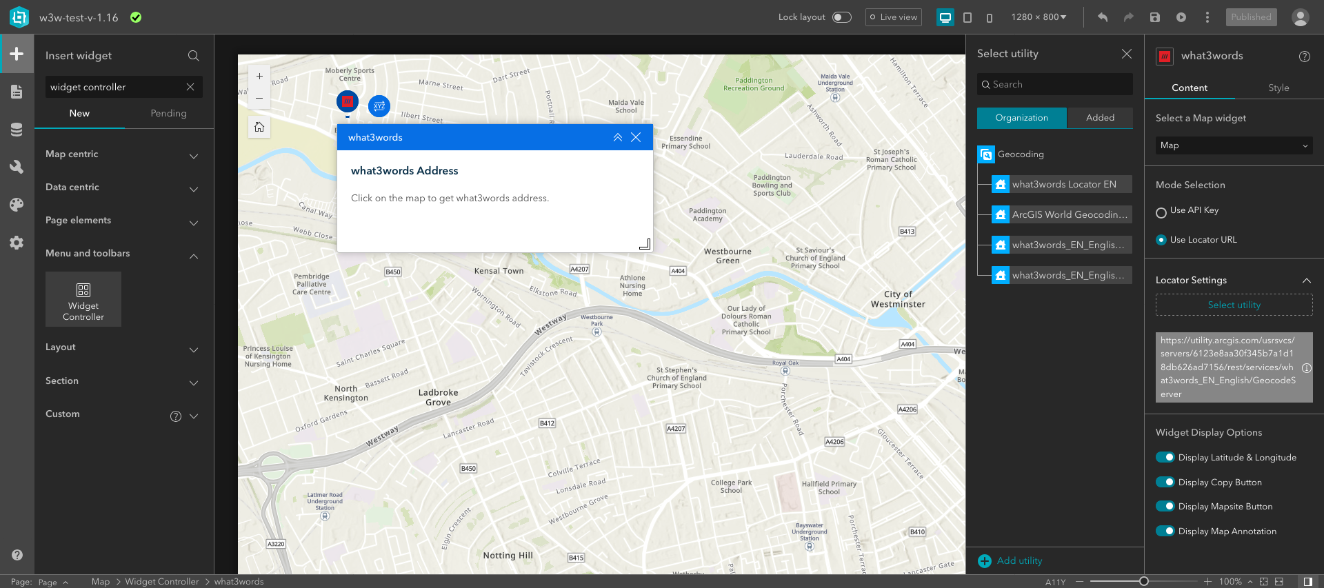 Set Locator widget